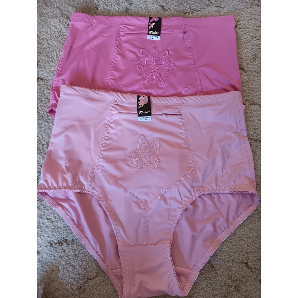 Wakoii Pink Nylon Body Shaper Granny Underwear Size 4XL NWT - Set of 2